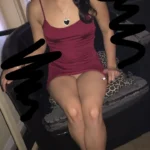 cute tiny Mexican girlfriend in red velvet sexy dress